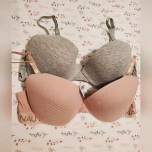 Nautica Pink and Gray Wireless Bras with Seamless Design